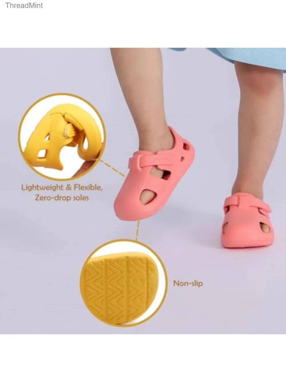 Toddler Water Sandals Boys Girls Quick-Dry EVA Hook & Loop Non-Slip